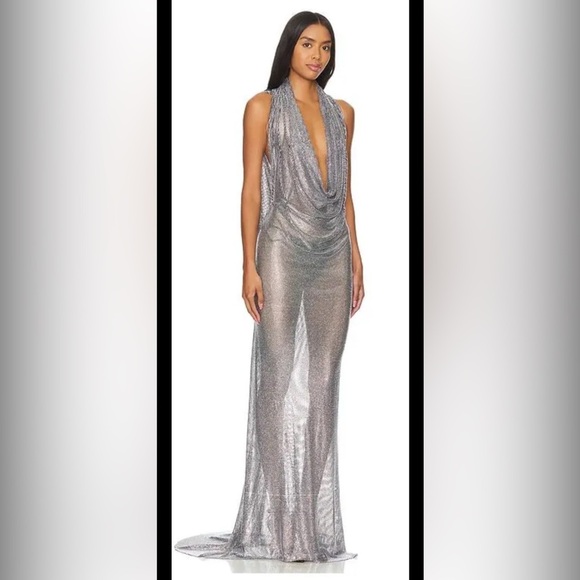 Bronx and Banco Amalia Rhinestone Noir Gown-XS.NWT - Picture 5 of 8